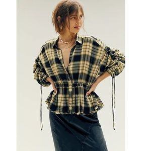 Free People Pacific Dawn Plaid Top